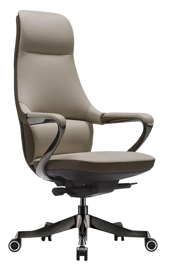 REYA, židle kancelářská, titan kříž, cappucino kůže/šedohnědá (taupe) PU